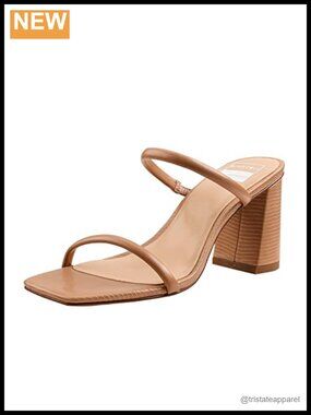 Block Heel Square Toe Two Strap Slide Sandals Wedding Party